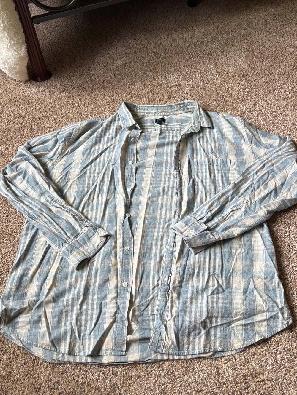 J. Crew Blue and Cream Striped Button-Down Shirt